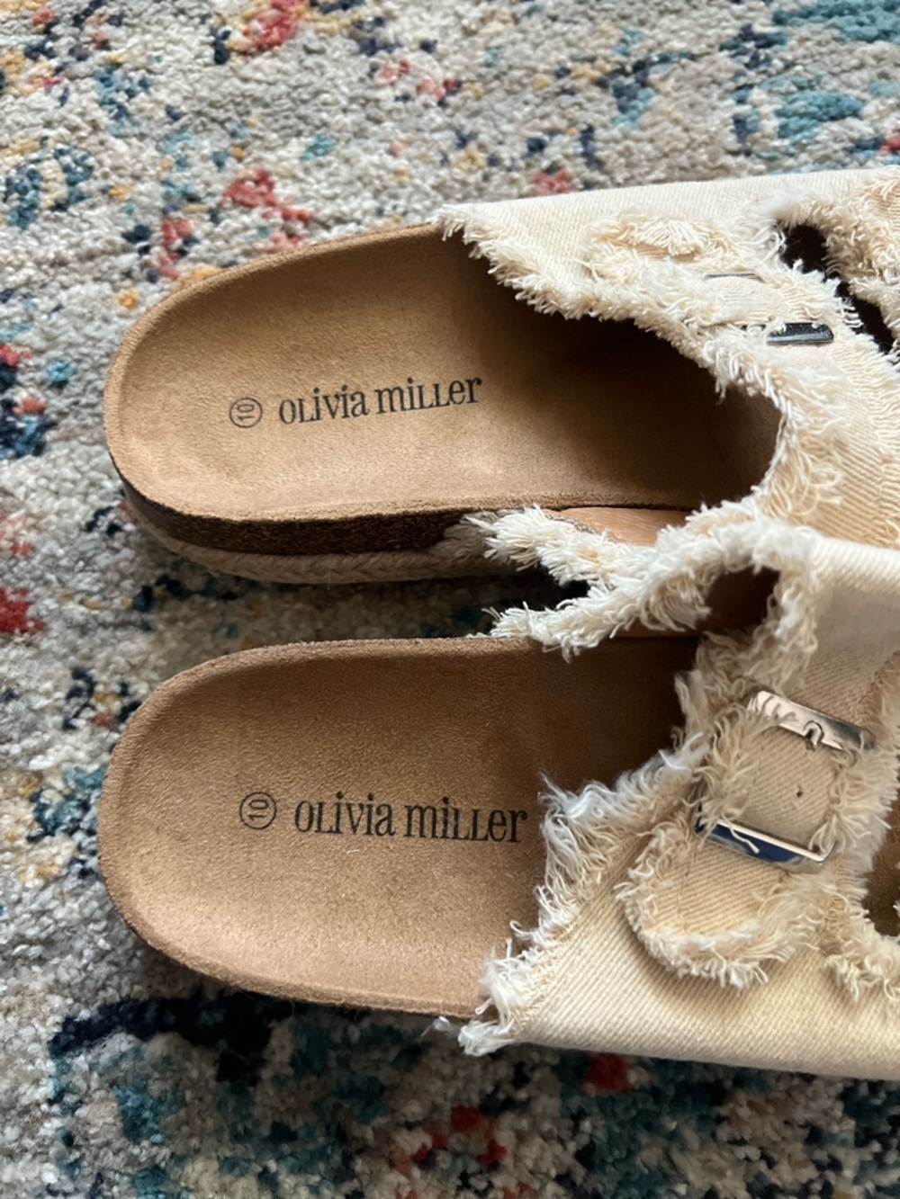 Olivia Miller Frayed Double-Buckle Slide Sandals - Women’s Size 10 - Picture 4 of 6